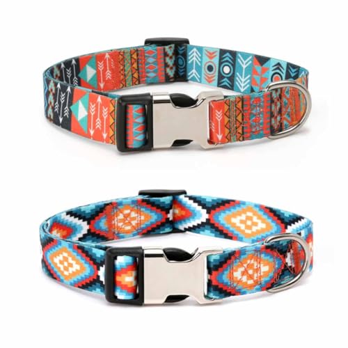 feiling 2er Pack Hundehalsband Böhmisch Stil Hundehalsung Verstellbar Hundehalskette für Kleine Mittelgroße und Große Hunde (A, M) von feiling