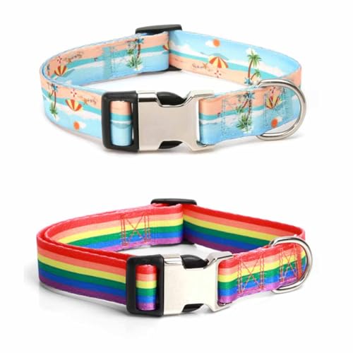 feiling 2er Pack Hundehalsband Böhmisch Stil Hundehalsung Verstellbar Hundehalskette für Kleine Mittelgroße und Große Hunde (D, S) von feiling