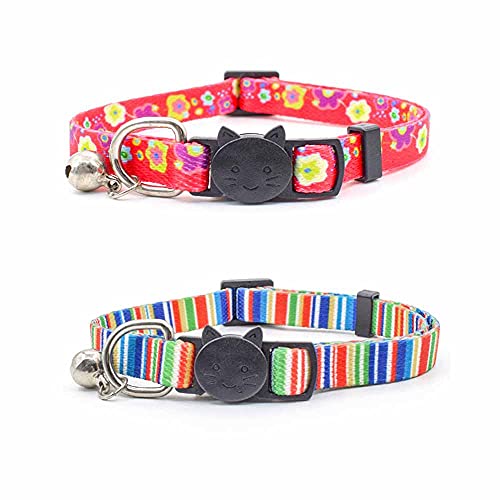 feiling 2er Pack Katzenhalsband mit Glocke Verstellbares Halskette Haustier Welpen Halsband Süße Cat Collar (A) von feiling