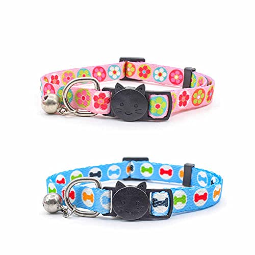 feiling 2er Pack Katzenhalsband mit Glocke Verstellbares Halskette Haustier Welpen Halsband Süße Cat Collar (B) von feiling