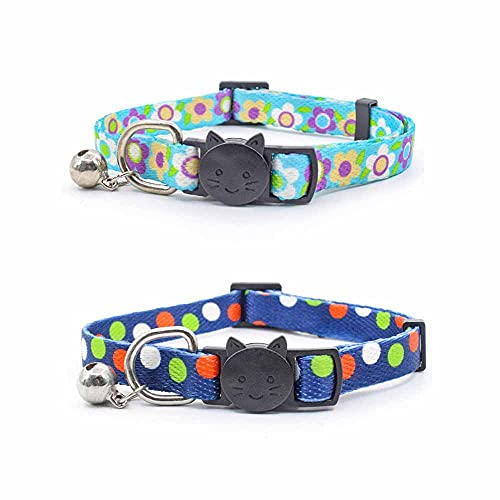 feiling 2er Pack Katzenhalsband mit Glocke Verstellbares Halskette Haustier Welpen Halsband Süße Cat Collar (D) von feiling