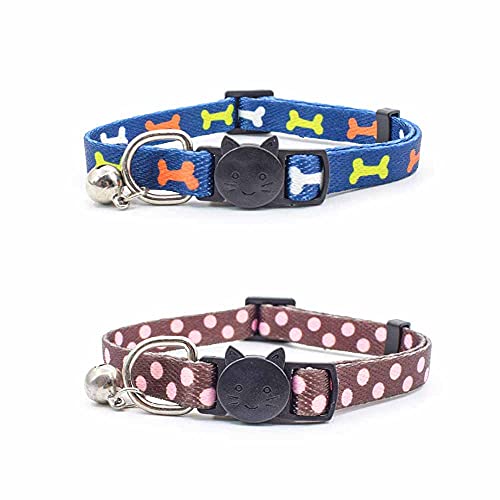 feiling 2er Pack Katzenhalsband mit Glocke Verstellbares Halskette Haustier Welpen Halsband Süße Cat Collar (E) von feiling