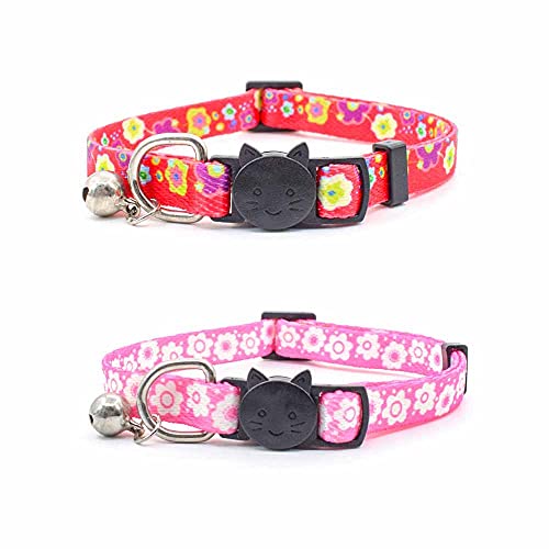 feiling 2er Pack Katzenhalsband mit Glocke Verstellbares Halskette Haustier Welpen Halsband Süße Cat Collar (F) von feiling