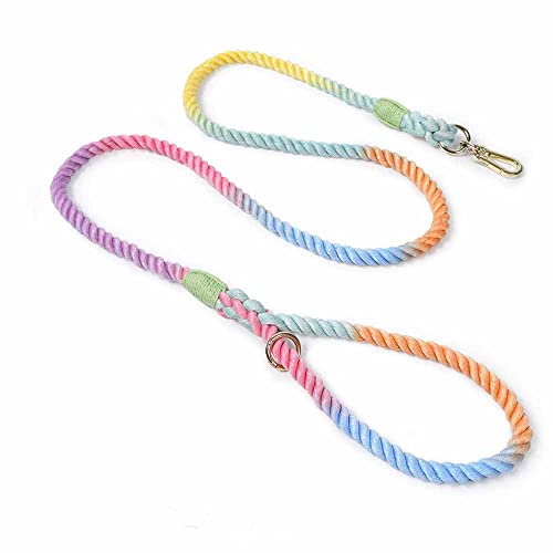 feiling Bunt Hundeleine Weichem 1.5M Führleine mit Hundehalsband Set für Mittelgroße und Große Hunde Baumwolle Schauleine Tierleine (Colorful Leash, L) von feiling