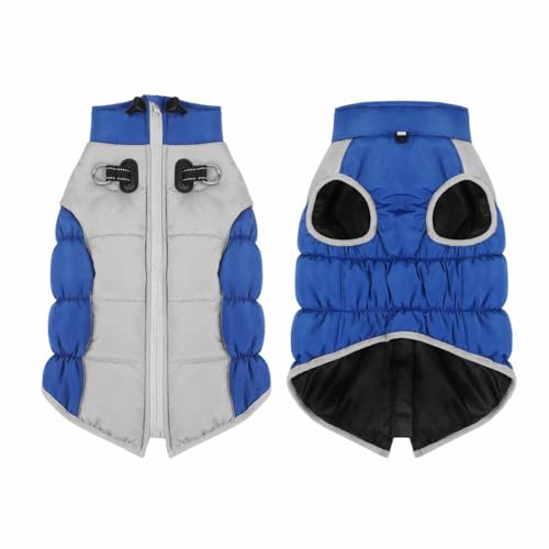 feiling Daunen Hundeweste Reflektierende Hundemantel Quilten Haustier Kleidung Bequeme Winter Hundejacke für Mittlere und Große Hunde (blau, 4XL) von feiling