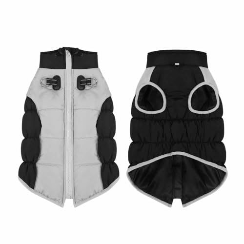 feiling Daunen Hundeweste Reflektierende Hundemantel Quilten Haustier Kleidung Bequeme Winter Hundejacke für Mittlere und Große Hunde (schwarz, 3XL) von feiling