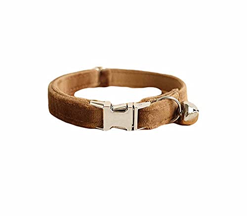 feiling Einfarbige Katzenhalsband Steckverschluss Verstellbare Haustier Halskette Pastell Welpenhalsband mit Bogenknoten Accessory für Katzen (braun, L: 20-32cm) von feiling