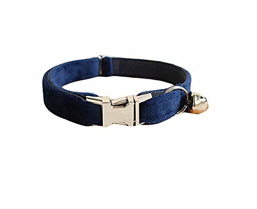 feiling Einfarbige Katzenhalsband Steckverschluss Verstellbare Haustier Halskette Pastell Welpenhalsband mit Bogenknoten Accessory für Katzen (dunkelblau, L: 20-32cm) von feiling