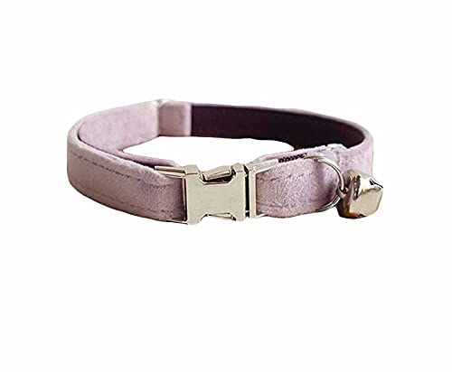 feiling Einfarbige Katzenhalsband Steckverschluss Verstellbare Haustier Halskette Pastell Welpenhalsband mit Bogenknoten Accessory für Katzen (lila, S: 16-26cm) von feiling