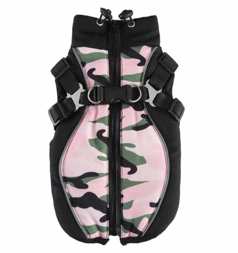 feiling Gepolsterte Hundeweste Reflektierend mit Hundegeschirr-Gurt für Winter Dicke Hundemantel Outdoor für Welpen, Kleine und Mittlere Hunde (pink, M) von feiling