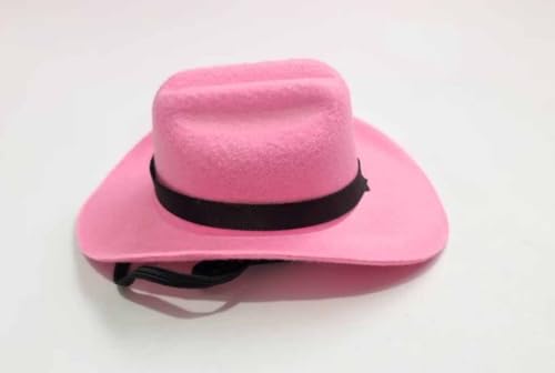 feiling Haustier Cowboy Hut für Katzen Welpen Kleine Hunde Kostüm Kopfbedeckung Einstellbare Sonnenhut Hundecap Mütze (pink 1, S) von feiling