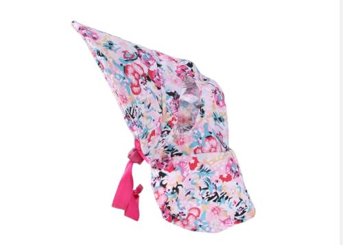 feiling Haustier Hut Retro Stil für Katzen Welpen Kostüm Zubehör Sunbonnet Kleine Hunde Kopfbedeckung Blumendruck Sonnenhut Einstellbare Mütze mit Ohr-Löcher (pink Blumen, M) von feiling