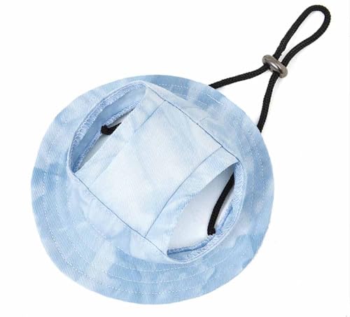 feiling Haustier Sunbonnet Hut für Katzen Welpen Kleine Hunde Kostüm Kopfbedeckung Sonnenhut Einstellbare Hundecap Mütze mit Ohr-Löcher (hellblau, S: Kopfumfang 27cm) von feiling