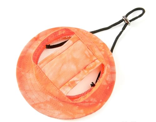 feiling Haustier Sunbonnet Hut für Katzen Welpen Kleine Hunde Kostüm Kopfbedeckung Sonnenhut Einstellbare Hundecap Mütze mit Ohr-Löcher (orange, S: Kopfumfang 27cm) von feiling