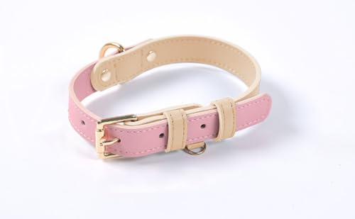 feiling Hunde Lederhalsband Hundehalsband Einstellbare Halskette Hundehalsung für Kleine Mittelgroße Hunde (pink, L) von feiling