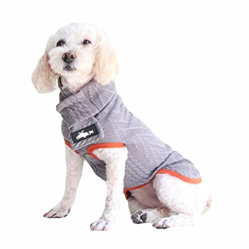 feiling Hunde Strickpullover mit Schal Hunde Katzen Kostüm Welpen Gilet Retro Hundemantel Haustier Bekleidung Herbst Winter Hundepullover für Kleine Mittelgroße und Große Hunde (L, grau) von feiling