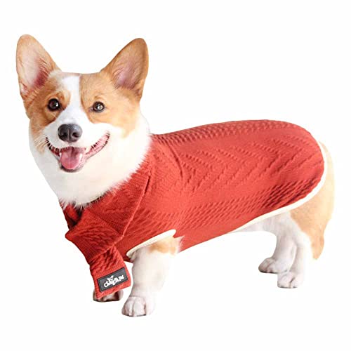 feiling Hunde Strickpullover mit Schal Hunde Katzen Kostüm Welpen Gilet Retro Hundemantel Haustier Bekleidung Herbst Winter Hundepullover für Kleine Mittelgroße und Große Hunde (XL, orange) von feiling