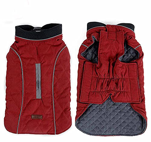 feiling Hunde Winterjacke Dicker Hundemantel Warm Hundeweste Thermal Outdoor Bekleidung Haustier Bequeme Coat Retro Hundejacke für Kleine Mittlere Große Hunde (rot, 2XL) von feiling