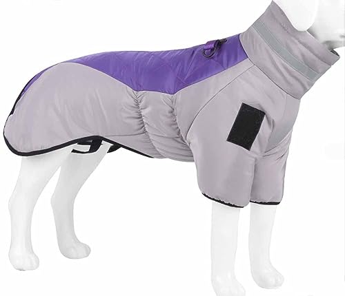 feiling Hunde Winterjacke Reflektierende Gepolsterte Hundemantel Hoher Kragen Hundejacke Steppjacke Haustier Warm Kleidung für Mittlere und Große Hunde (XXL, lila) von feiling