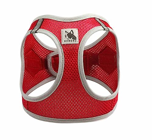 feiling Hundegeschirr Air Mesh Atmungsaktiv für Kleine Mittlere Hunde und Katzen Brustgeschirre Haustier Softgeschirr Welpengeschirr (rot, L) von feiling