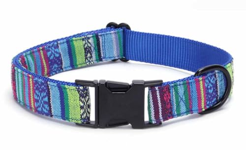 feiling Hundehalsband Böhmisch Stil Einstellbare Hundehalsung Klickverschluss Mehrfarbig Hundeband Halskette für Kleine Mittelgroße und Große Hunde (blau, L) von feiling