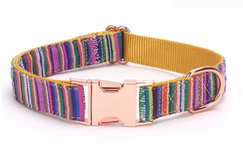 feiling Hundehalsband Böhmisch Stil Einstellbare Hundehalsung Klickverschluss Mehrfarbig Hundeband Halskette für Kleine Mittelgroße und Große Hunde (gelb, S) von feiling