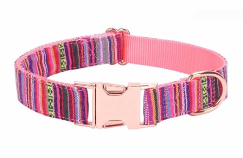 feiling Hundehalsband Böhmisch Stil Einstellbare Hundehalsung Klickverschluss Mehrfarbig Hundeband Halskette für Kleine Mittelgroße und Große Hunde (pink, M) von feiling