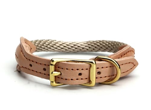 feiling Hundehalsband Einstellbare Martingal Halskette Lederhalsband Weich Nylon Hundehalsung für Kleine und Mittlere Hunde (Khaki, M: 30-36cm) von feiling