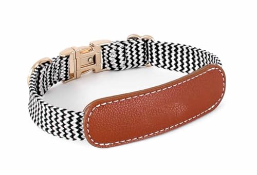 feiling Hundehalsband Leder Klickverschluss Verstellbare Lederhalsband Nylon Hundehalskette für Mittelgroße und Große Hunde (braun, S) von feiling