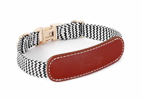 feiling Hundehalsband Leder Klickverschluss Verstellbare Lederhalsband Nylon Hundehalskette für Mittelgroße und Große Hunde (rot, S) von feiling