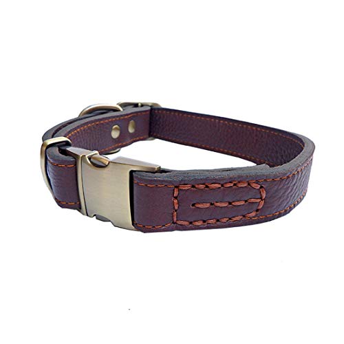 feiling Hundehalsband Leder Klickverschluss Weich Lederhalsband Verstellbare Hundehalskette für Kleine Mittelgroße Grosse Hunde (L, braun) von feiling