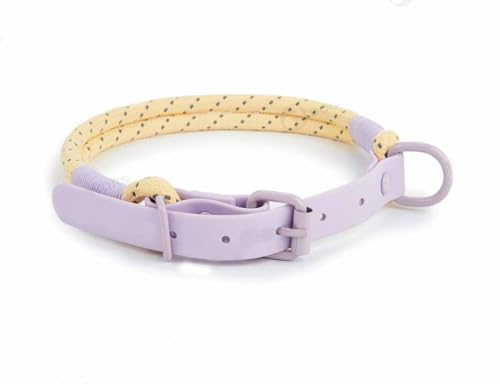 feiling Hundehalsband Nylon Reflektierend Hundehalsung Einstellbare PVC-ummantelter Gummi Kettenhalsband für Kleine Mittelgroße Große Hunde (gelb, M) von feiling