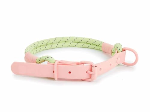 feiling Hundehalsband Nylon Reflektierend Hundehalsung Einstellbare PVC-ummantelter Gummi Kettenhalsband für Kleine Mittelgroße Große Hunde (grün, M) von feiling