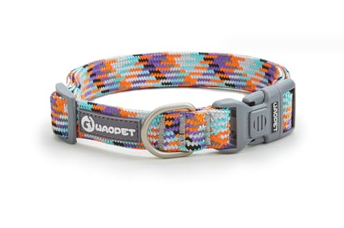 feiling Hundehalsband Verstellbare Nylon Hundehalskette Klickverschluss Reflektierend Hundehalsung für Kleine Mittelgroße und Große Hunde (hellblau, L) von feiling