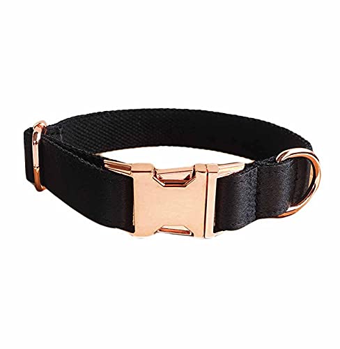 feiling Hundehalsband Verstellbares Geflochten Hundehalsung Haustier Halskette Einfarbig Hundeband Klickverschluss für Welpen Kleine Mittlere Große Hunde (schwarz, XL) von feiling