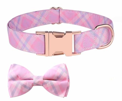 feiling Hundehalsband mit Abnehmbarer Schleifenknoten Süßer Stil Hundehalsung Verstellbar Kettenhalsband Hundeband für Kleine Mittelgroße und Große Hunde (pink, M) von feiling