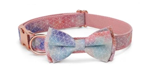 feiling Hundehalsband mit Abnehmbarer Schleifenknoten Süßer Stil Hundehalsung Verstellbar Kettenhalsband Hundeband für Kleine Mittelgroße und Große Hunde (pink b, L) von feiling