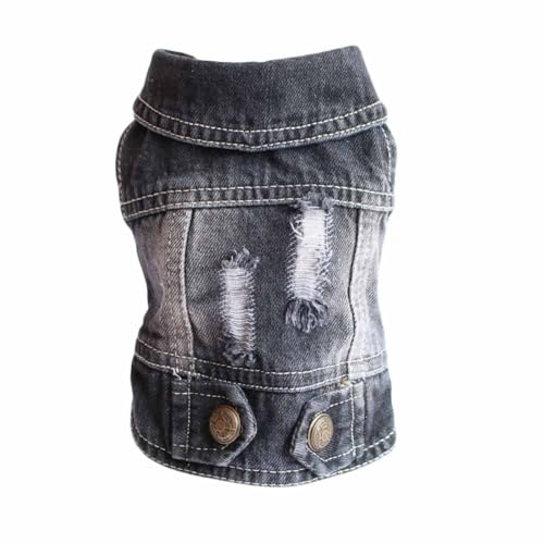 feiling Hundejacke Distressed Jeans Jacke Katzen Weste Frühling Herbst Hundekostüm Hundemantel für Welpen Kleine Mittlere Hunde (2XL) von feiling