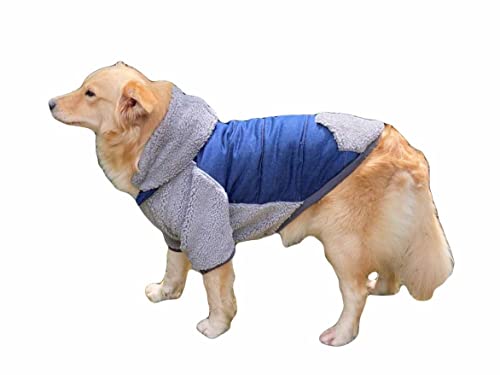 feiling Hundejacke Winter Reversible Coat für Kleine Mittlere Große Hunde Fleecejacke Wollmantel mit Abnehmbare Kapuze Warm Verdickte Kleidung Hundemantel (blau, S) von feiling