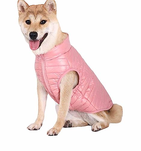 feiling Hundejacke Winter Steppjacke Gepolsterte Hundeweste Reflektierende Katzen Kleidung Bequeme Daunen Hundemantel für Kleine Mittlere Hunde (pink, S) von feiling