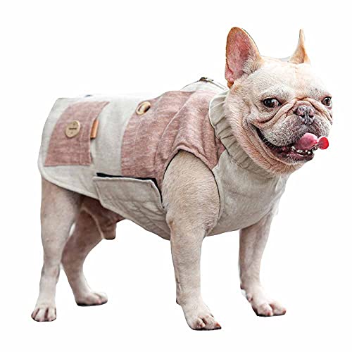 feiling Hundejacke Winter für Kleine Mittlere Große Hunde Sport Gilet Verdickte Outdoor Thermal Coat Weste Haustier Bequeme Kleidung Patchwork Hundemantel (Hellbraun, L) von feiling