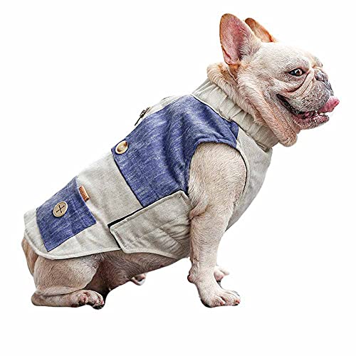 feiling Hundejacke Winter für Kleine Mittlere Große Hunde Sport Gilet Verdickte Outdoor Thermal Coat Weste Haustier Bequeme Kleidung Patchwork Hundemantel (blau, L) von feiling