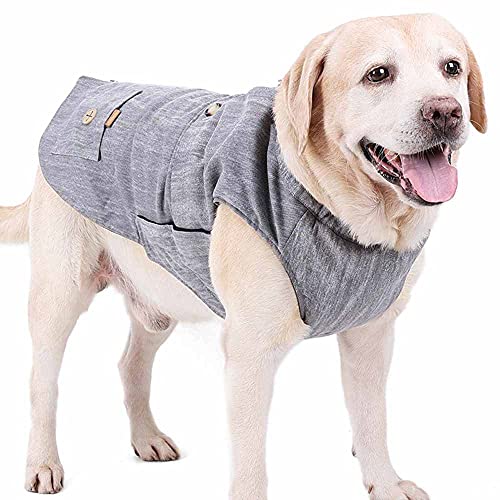 feiling Hundejacke Winter für Kleine Mittlere Große Hunde Sport Gilet Verdickte Outdoor Thermal Coat Weste Haustier Bequeme Kleidung Patchwork Hundemantel (grau, XL) von feiling