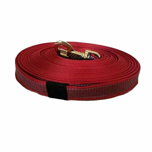 feiling Hundeleine Reflektierende Nylon Lange Retrieverleine Hundführleine für Mittlere und Grosse Hunde Trainingsleine 3M 5M 10M Seil (rot, 10 Meter) von feiling