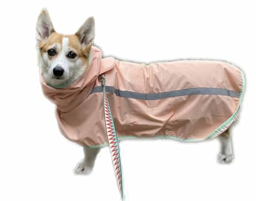 feiling Hunderegenmantel Reflektierend wasserdichte Regensjacke Haustier Cape Leichtgewicht Regenmantel für Kleine Mittelgroße und Große Hunde (pink, 6XL) von feiling