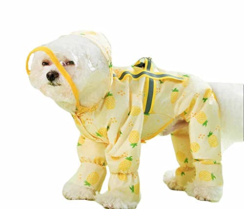 feiling Hunderegenmantel für Kleine Hunde Welpen Regensjacke wasserdichte mit Transparenten Kapuzen Haustier Bekleidung Regenmantel Mittelgroße Hunde (gelb, 2XL) von feiling