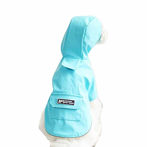 feiling Hunderegenmantel wasserdichte 2-Beine Regensjacke mit Kapuze für Kleine und Mittelgroße Hunde Haustier Regenmantel Dog Raincoat (3XL, blau) von feiling