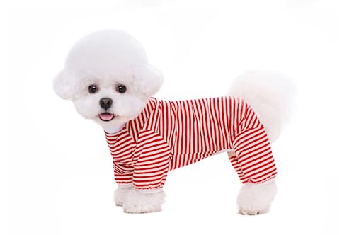 feiling Hundeshirt Streifen Mode für Welpen Kleine Mittlere Hunde 4-Beiner T-Shirt Atmungsaktiv Hundekostüm Frühjahr Herbst Haustier Bekleidung Hundemantel (rot, 3XL) von feiling