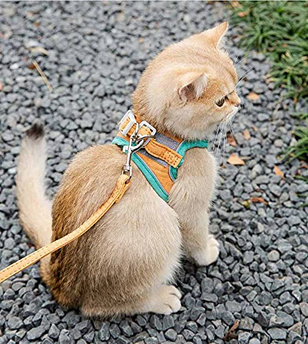 feiling Katzen-Geschirr Reflektierend Brustgeschirre Wildleder Gepolstert Hundegeschirr Patchwork Welpengeschirr mit 1.5 Meter Hundeleine Step-in Verstellbares Weste für Kleine Hunde (Grün, 3XL) von feiling