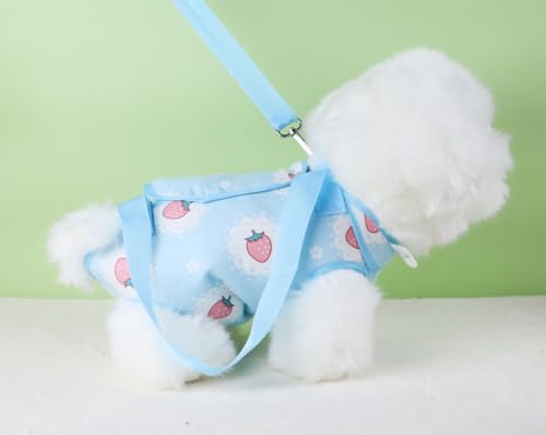 feiling Kleine Haustiere Tragetasche Katzentasche Hundetrage Schultertasche Handtasche mit Schultergurt für Kleine Hunde Welpen Transporttasche (blau, L) von feiling